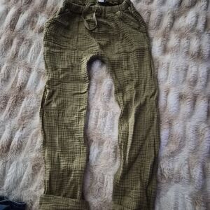 Colored Organics Olive Green Cotton Gauze Kids Pants